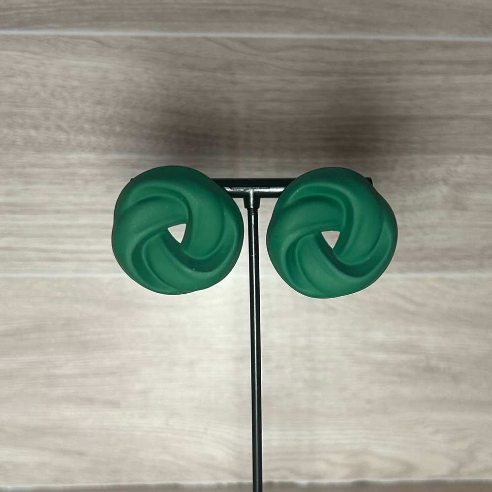 Big green acrylic statement earrings